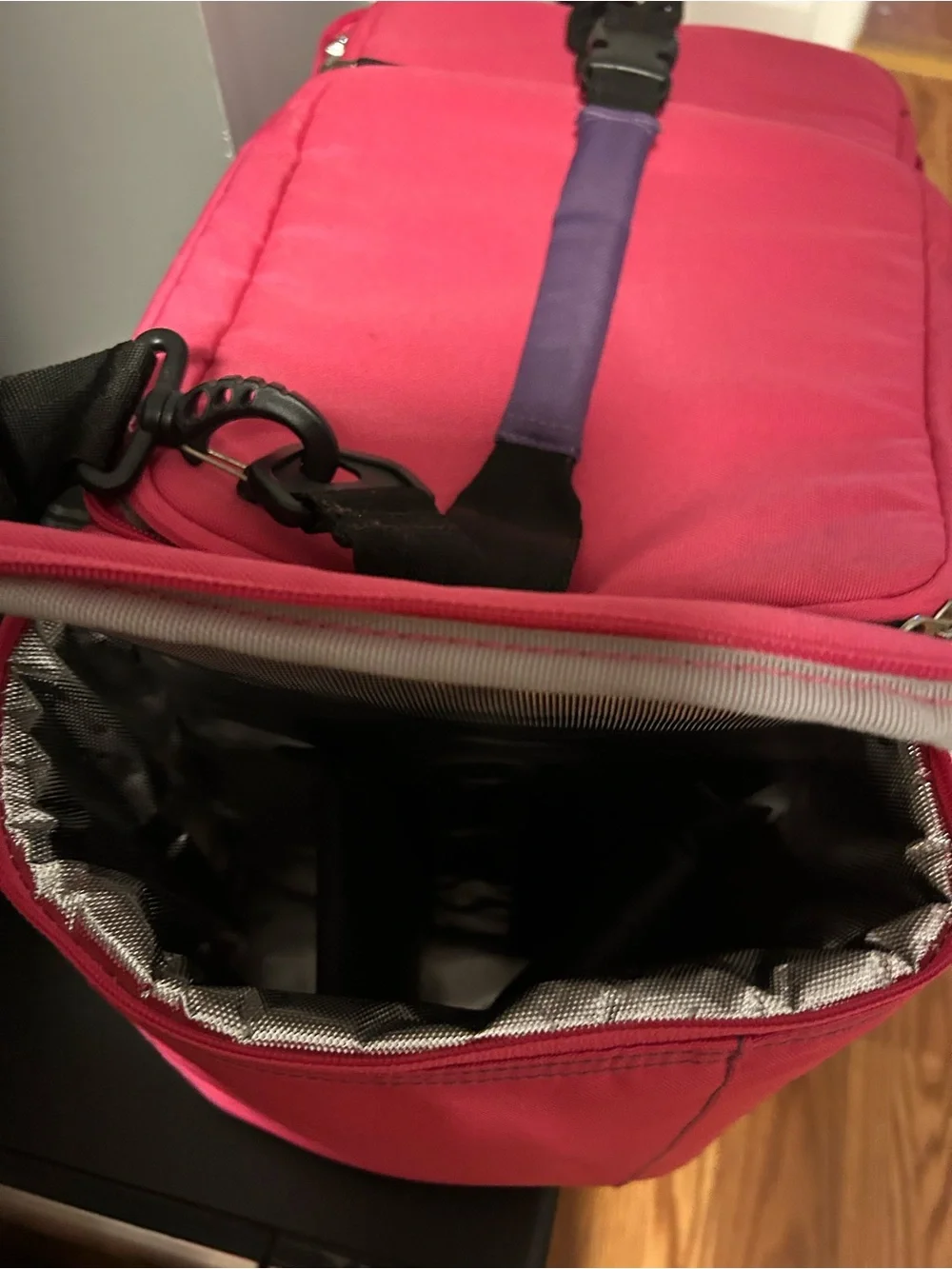 Portable Pink Insulated Meal Organizer Bag with Stackable Trays